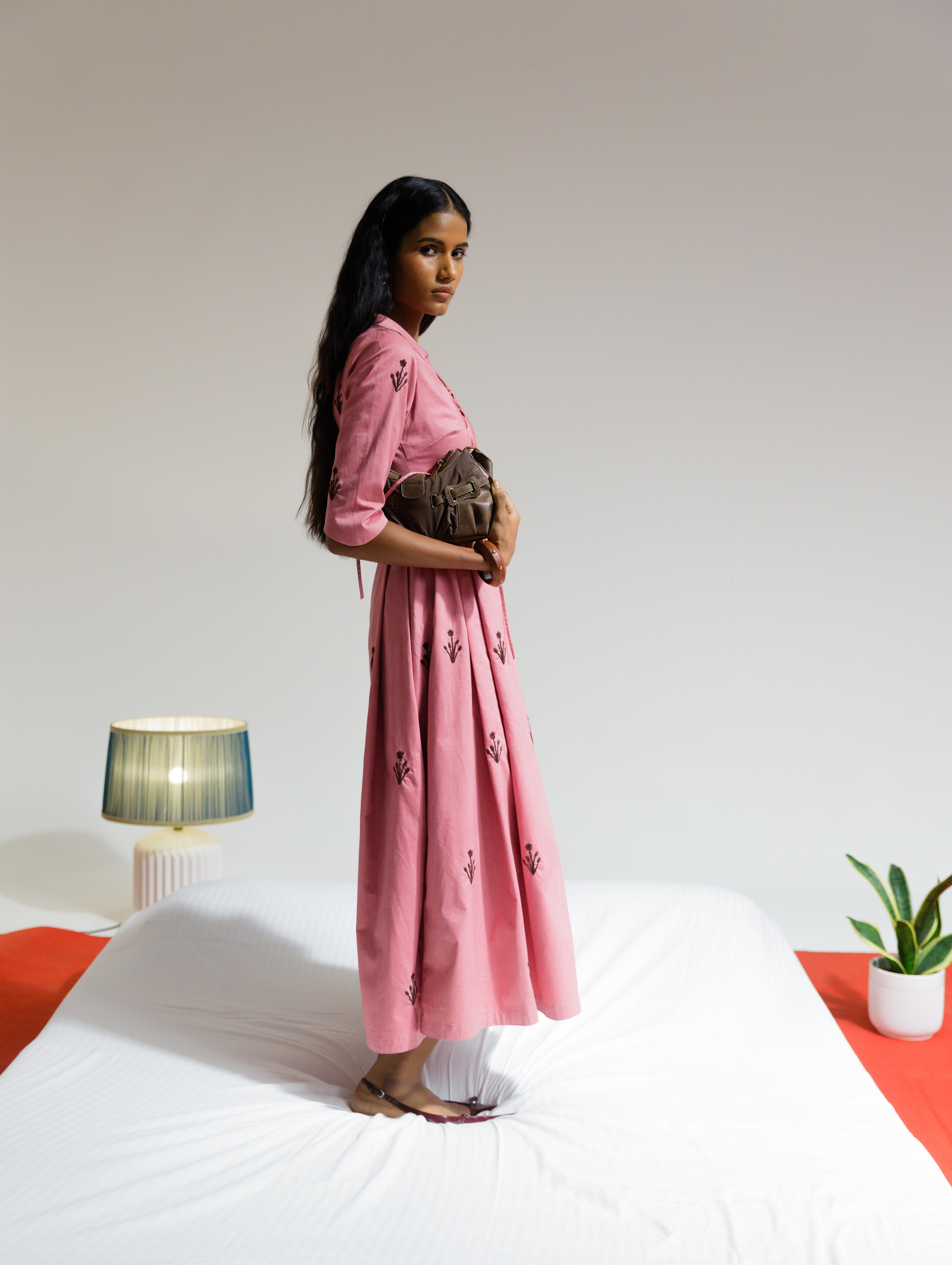 Dust Rose Embroidered Dress