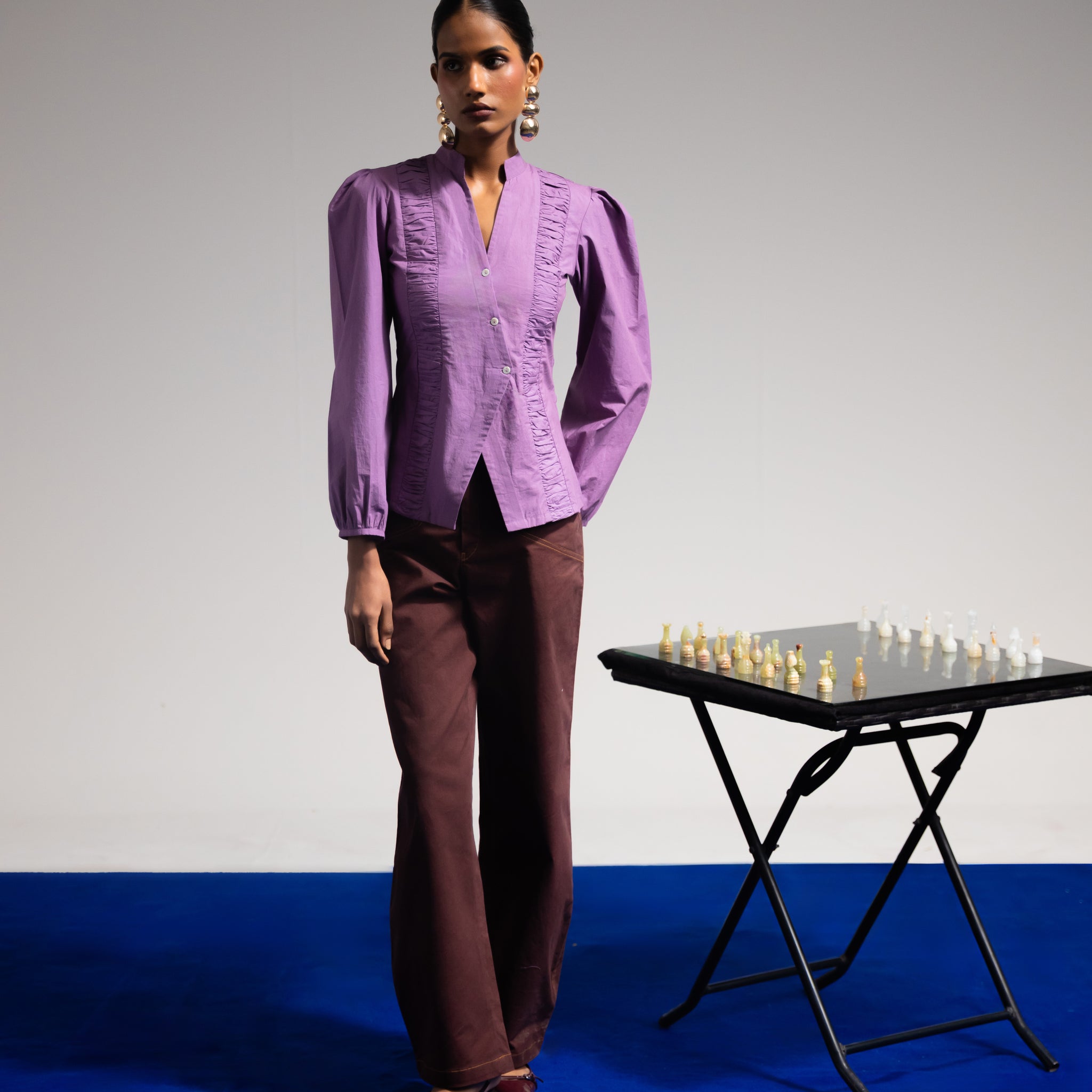 Smocked Poplin Shirt