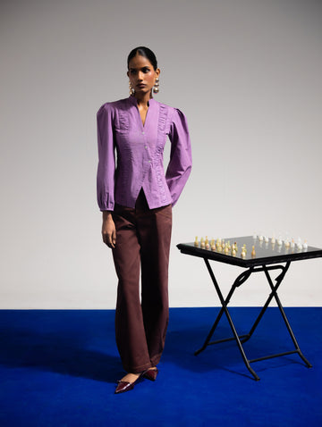 Smocked Poplin Shirt