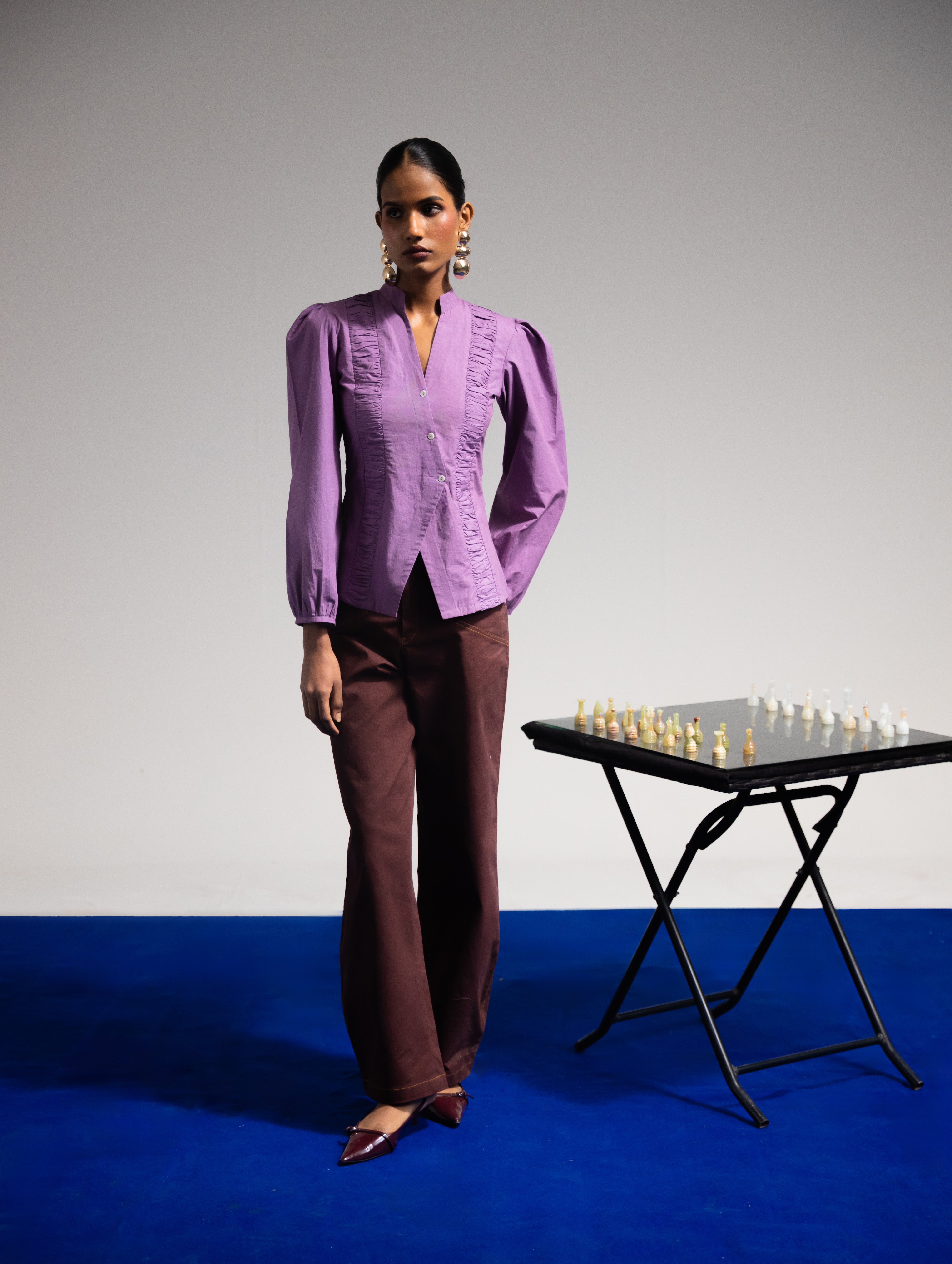 Smocked Poplin Shirt