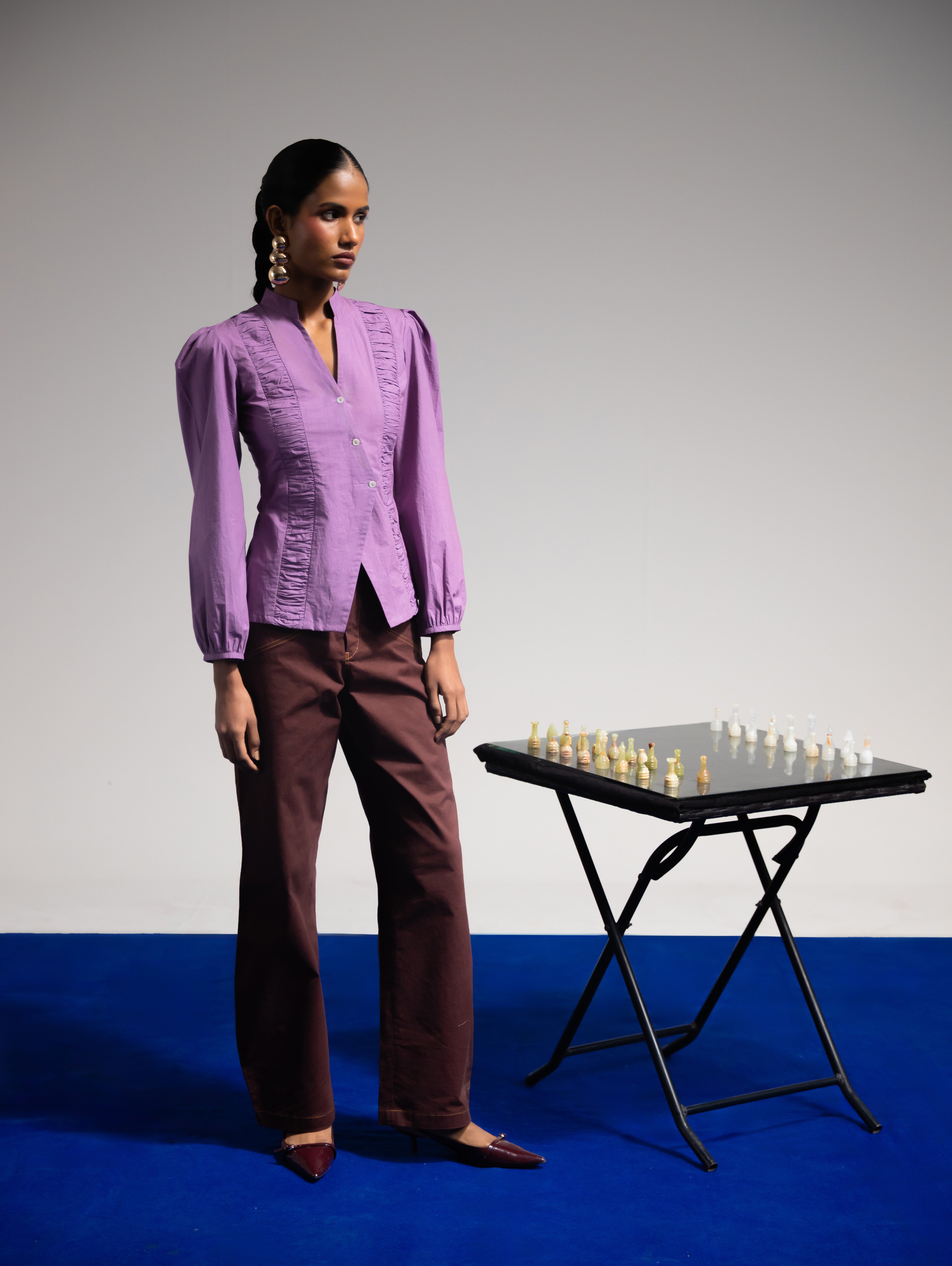 Smocked Poplin Shirt