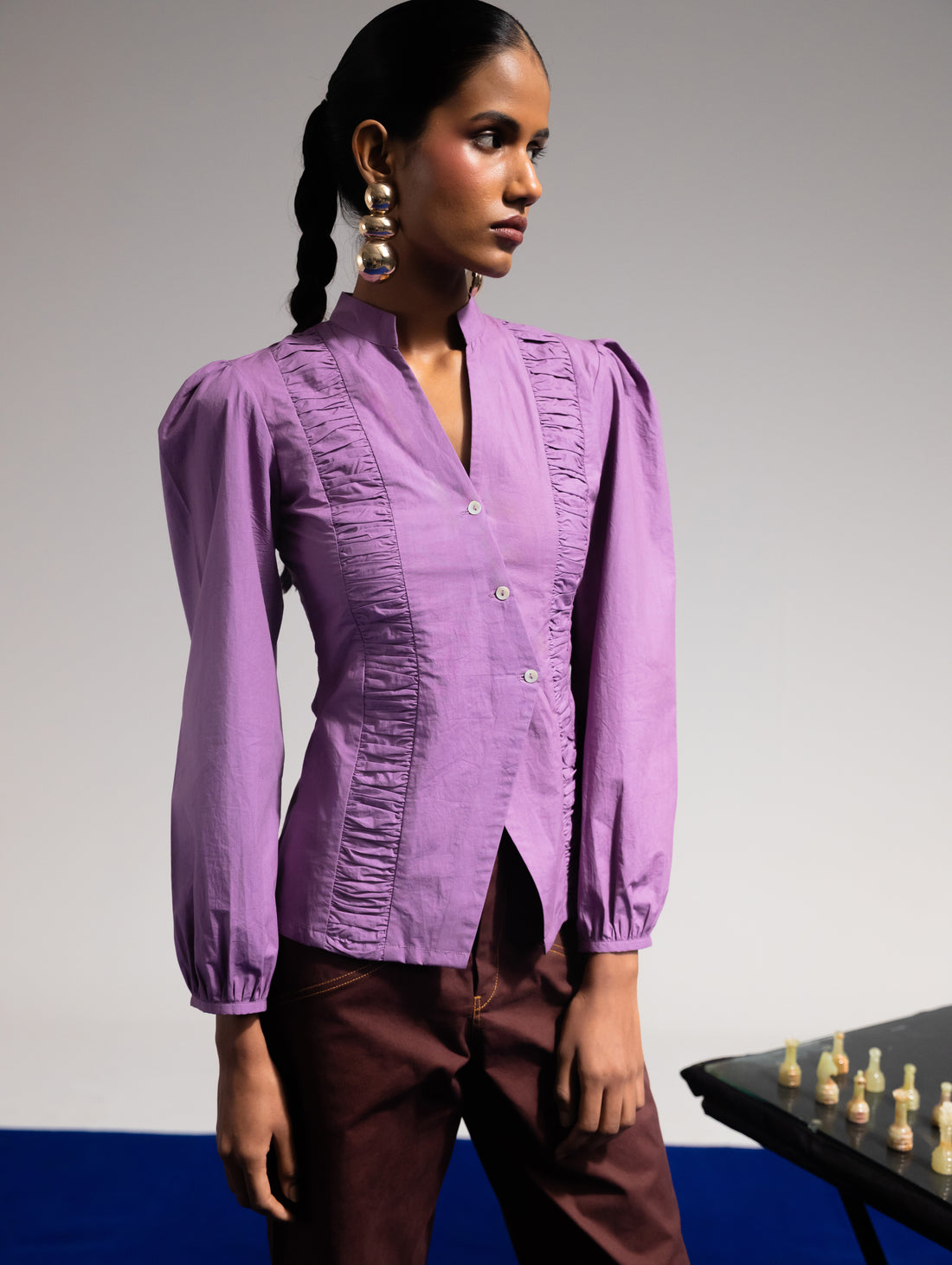 Smocked Poplin Shirt