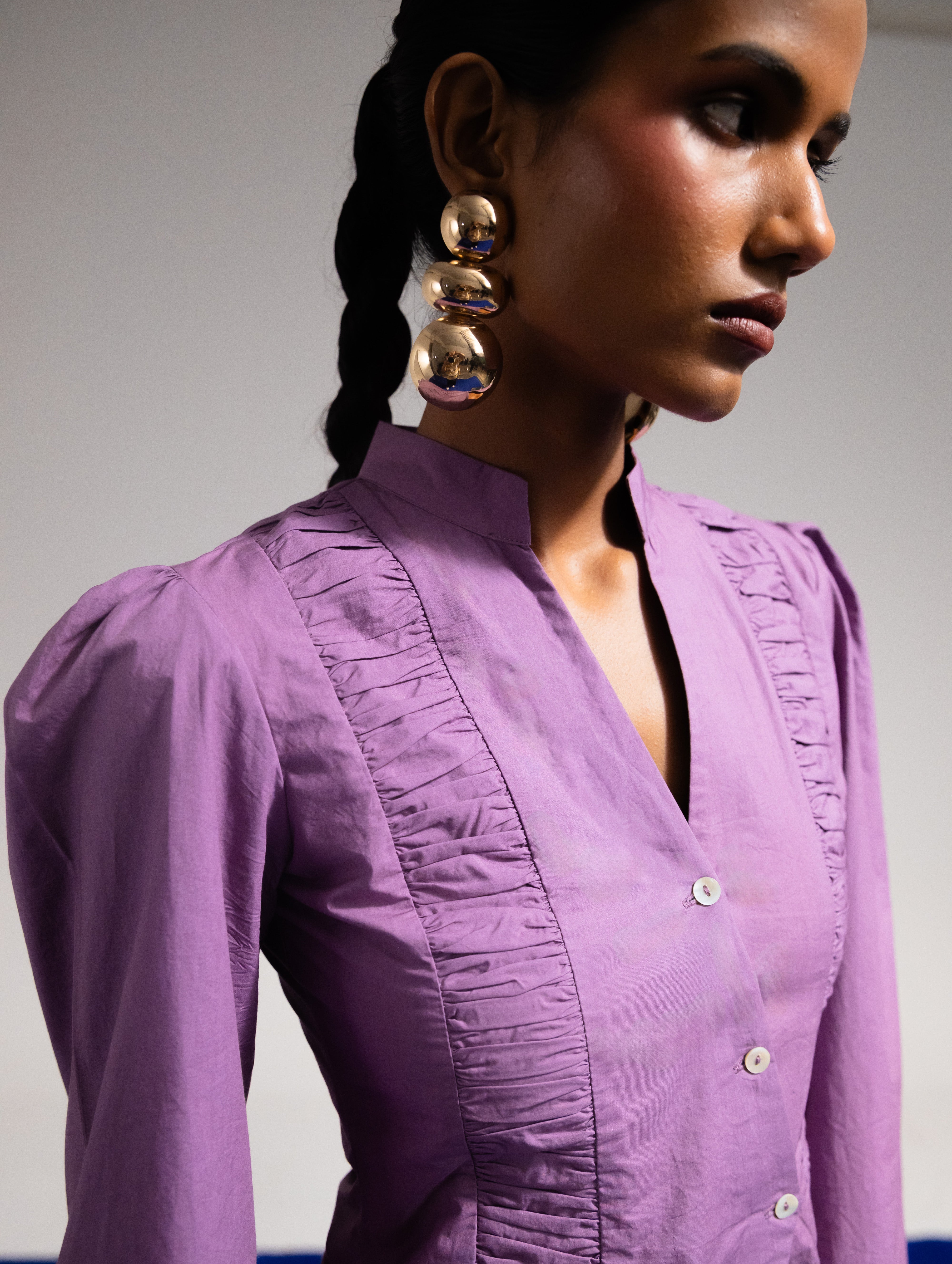 Smocked Poplin Shirt